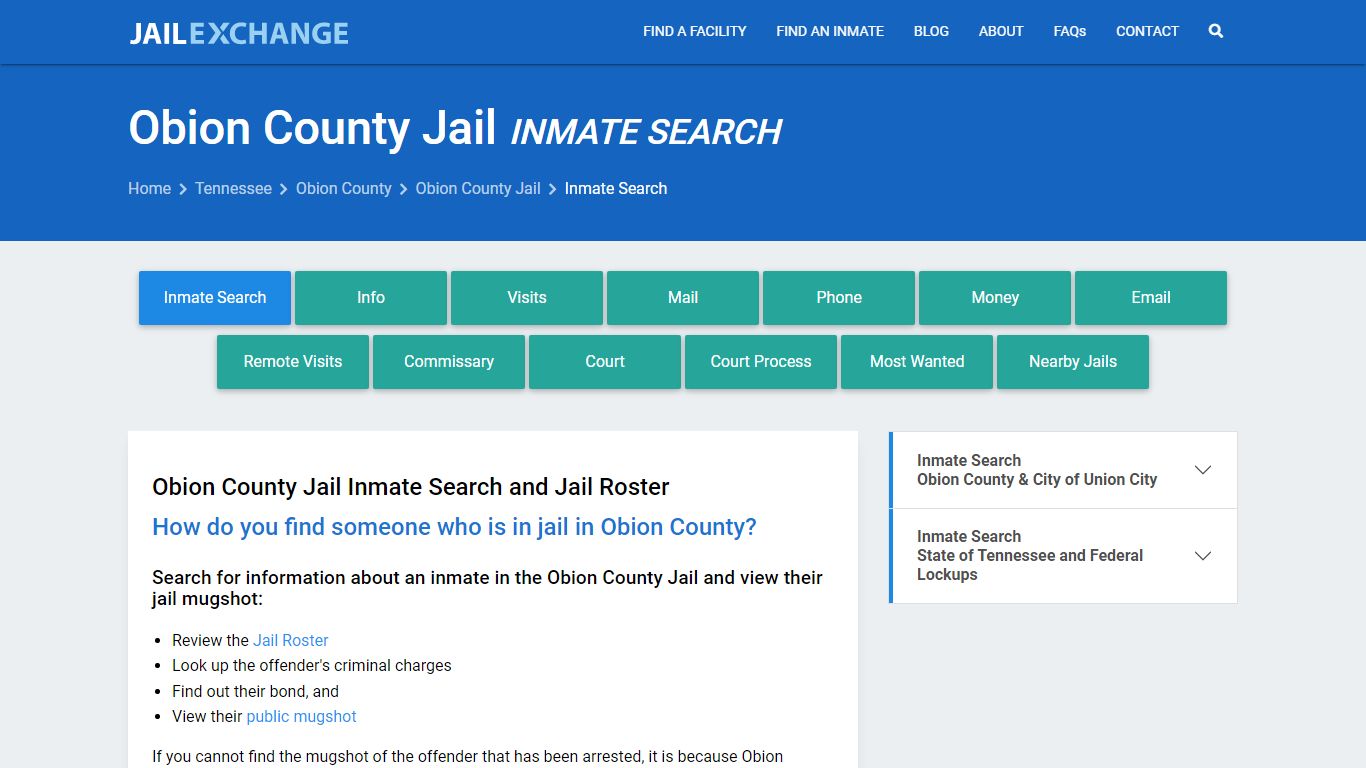 Inmate Search: Roster & Mugshots - Obion County Jail, TN