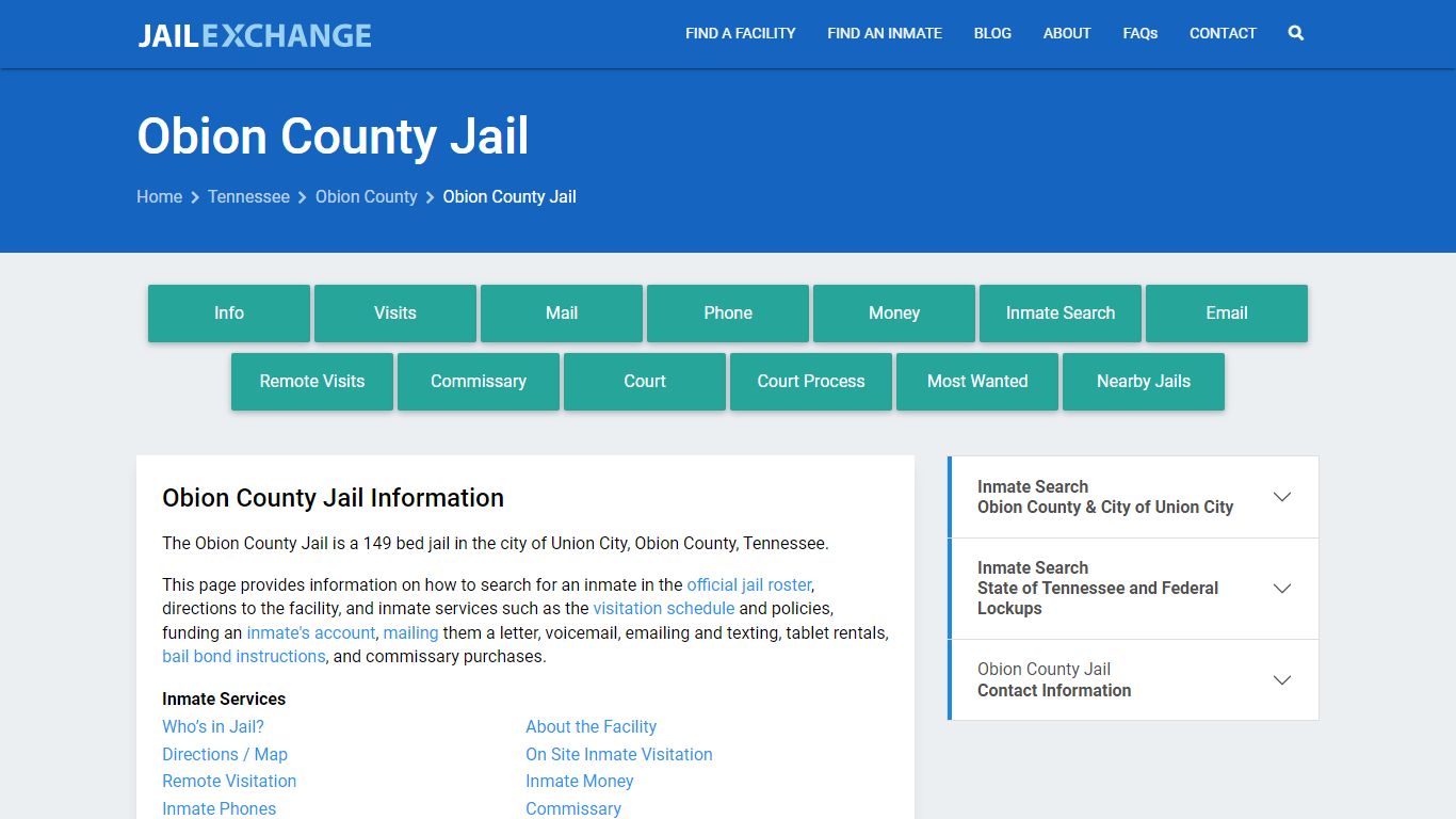 Obion County Jail, TN Inmate Search, Information